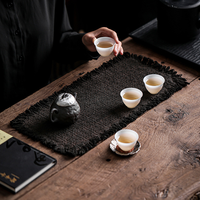 Tapis de thé en lin-coton style Zen chinois, résistant aux taches, chemin de table isolant thermiquement pour théière et tasses