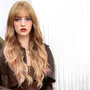 <span class=keywords><strong>วิก</strong></span>ผมสีชมพูอ่อนสำหรับผู้หญิง ทรงยาวลอนคลื่นพร้อมหน้าม้า ใยสังเ<span class=keywords><strong>ค</strong></span>ราะห์ทนความร้อน <span class=keywords><strong>ค</strong></span>ุณภาพสูง-จากโรงงาน - Product Image 1