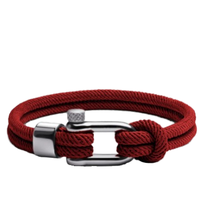 Bracelet en corde tressée grise pour homme et femme, fermoir en acier inoxydable argenté en forme de U, bracelet tendance en cordon