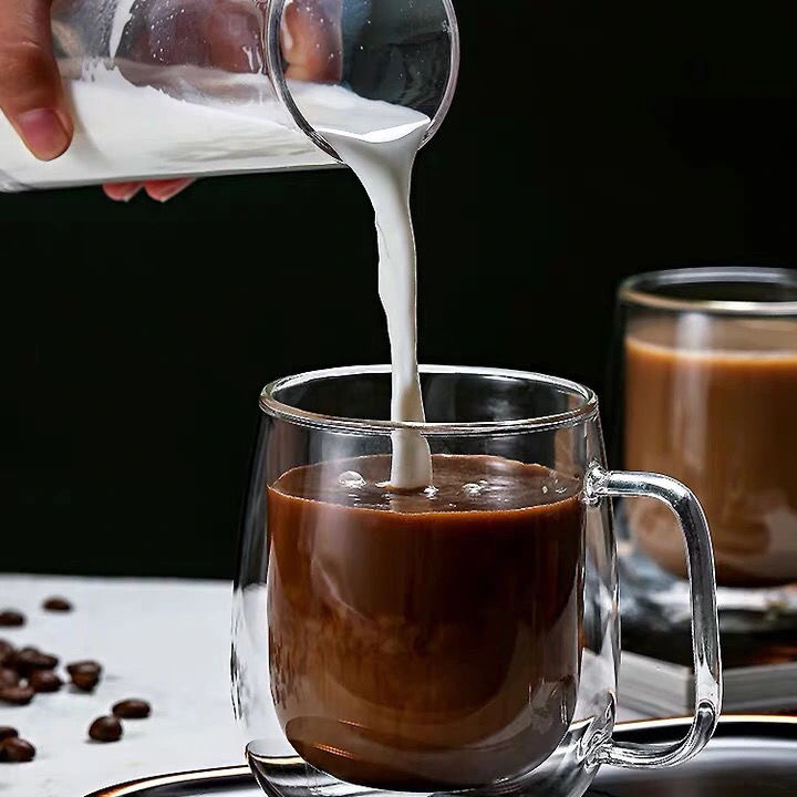 350ml borosilicate material double wall glass cup for coffee