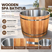 Baignoire Spa Ronde en Cèdre Rouge pour Hôtel et Resort, pour une Personne, avec Intérieur en Acier Inoxydable 304 – Vente en Gros