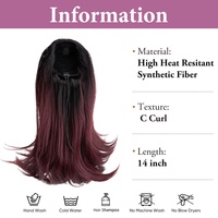 Extensions de cheveux synthétiques courtes légèrement bouclées, postiches queue de cheval à cordon, avec attache invisible pour femmes