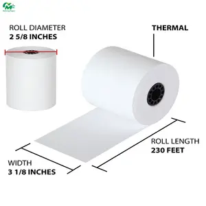 Receipt Paper Roll Thermal 80x80 57x50 57x40 57x30mm Manufacturer 55gsm Thermal Paper 3 1/8 X 230