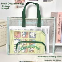 Carpeta de Archivos A4, Bolsa para Documentos con Cierre, Organizador de Malla Transparente, Bolsa de Almacenamiento H16, Material Escolar y de Oficina, Portafolio, Hecho en China