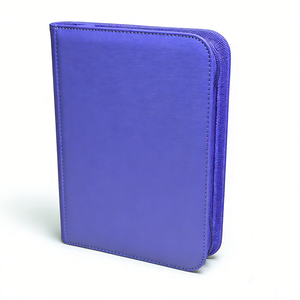 Vente directe d'usine, classeur à cartes en cuir à 4 poches avec fermeture éclair, albums imperméables pour cartes de jeu de taille standard - Product Image 4