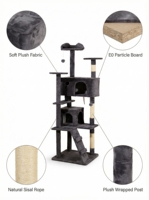 Arbre à chat anti-basculement en velours écologique et durable avec poteaux en sisal, structure d'escalade multi-niveaux en peluche pour grands chats, pour intérieur, en carton