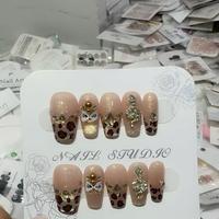 Uñas Postizas Hechas a Mano con Diseño Aleatorio, 10 Piezas/Juego, Entrega Rápida, Listas para Enviar