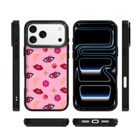 Coque de téléphone AG Feeling Black Edge avec motif lèvres rouges dorées pour iPhone 17, 17 Pro Max, 16 Pro, 15 – Coque magnétique