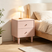 Table de chevet intelligente moderne en bois massif avec chargeur sans fil, lumière LED et rangement pour chambre principale