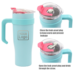 Taza de café con <span class=keywords><strong>vaso</strong></span> de viaje de doble pared de 40oz de acero inoxidable aislado con tapa de plástico para mantener el frío portavasos ecológico - Product Image 2