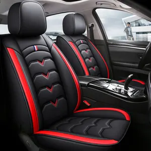 5pcs कार सीट कवर पूर्ण सेट के साथ निविड़ अंधकार चमड़े, सबसे Airbag संगत मोटर वाहन वाहन कुशन कवर यूनिवर्सल के लिए फिट