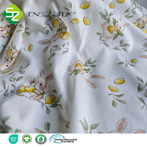 Gots Chứng Nhận Thỏ Chanh In T-Shirts Đồ Ngủ Trọng Lượng Trung Bình 185 GSM Chất Lượng Cao 100% Hữu Cơ Cotton <span class=keywords><strong>Interlock</strong></span> Dệt Kim Mềm - Product Image 6