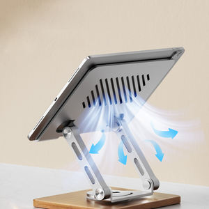 木製ベース付きアルミ合金冷却タブレットパッドスタンドホールド - Product Image 4