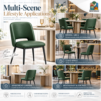 Chaise de salle à manger en cuir PU bleu gris rose vert marron avec pieds en métal pour la maison, le café, l'hôtel