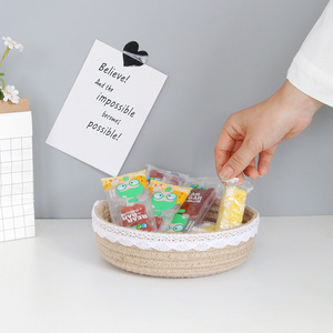 Panier de rangement amovible en feutre pour la garderie, mini paniers décoratifs tissés en forme d'animaux pour Pâques, grands paniers avec couvercles, panier de mariage avec dentelle - Product Image 3