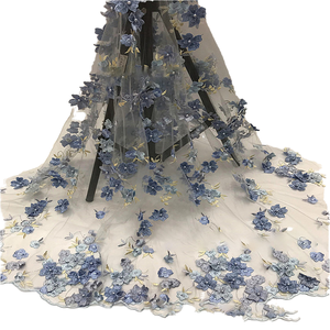 Высококачественная индийская Свадебная четырехлистная кружевная сетчатая ткань, лидер продаж, вышитая бисером, быстросохнущая швейная 100% из полиэстера - Product Image 4