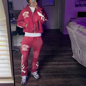 เสื้อฮู้ดดี้ผู้ชายผ้าเทอร์รี่คอตตอนพิมพ์ลายสกรีนแบบกำหนดเองทรงโอเวอร์ไซส์สไตล์วินเทจฟอกสีแบบแอซิดแฟชั่นใหม่ - Product Image 4