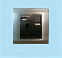 Prise MGA UK avec interrupteur et USB 2.1A/5V Acier inoxydable de qualité 304, argent, cuivre, PC ignifuge, SPCC, fer, composant USB