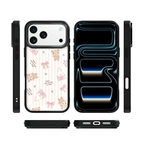Coque de téléphone AG Feeling Black Edge avec motif ours dorés pour iPhone 17, 17 Pro Max, 16 Pro, 15, 15 Pro Max, 15 Pro, 14 Pro Max – Coque magnétique