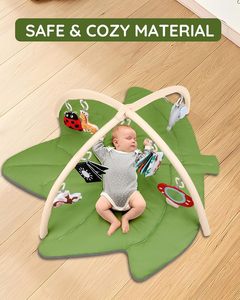 <span class=keywords><strong>Tapis</strong></span> de jeu pour bébé en forme de feuille avec 8 jouets suspendus <span class=keywords><strong>Tapis</strong></span> pour bébé de 0 à 18 mois <span class=keywords><strong>Tapis</strong></span> de jeu pour bébé pour jouer au <span class=keywords><strong>sol</strong></span> Jouets Tummy Time - Product Image 5