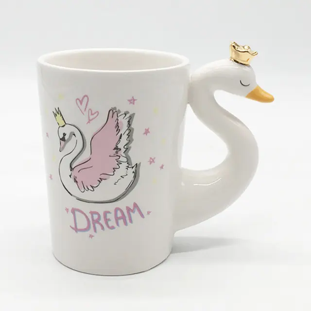Taza de cisne de cerámica, vaso de agua 3D de pájaro, en forma de cisne, taza de café de cerámica