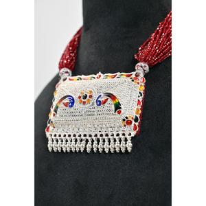 Ethnic Plaster Tevati Necklace Women's 925 <b>Silver</b> Chain Crystal Rhinestone Everyday Wear Jewelry - Product Image 2