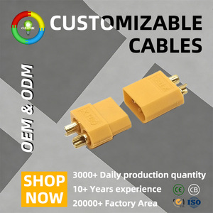 12 Awg Power Batterijconnector XT60 2-pins mannelijke stekker PA-adapter Goud messing geplateerd 500V DC 30A IP20 Hoge stroomsterkte - Product Image 1