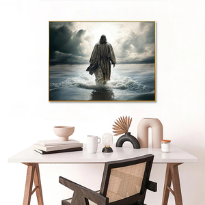 Décoration intérieure religieuse moderne Téléchargement numérique de Jésus-Christ marchant sur l'eau Portrait Impression d'<span class=keywords><strong>art</strong></span> chrétien sur toile - Product Image 4