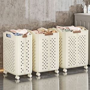 Panier à linge pliable grande capacité Maxfree avec roulettes pour la maison et la salle de bain, idéal pour les vêtements sales - Product Image 1