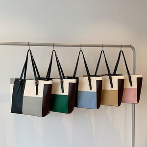 Sac fourre-tout pour femme avec fermeture éclair, nouvelle collection 2025, en PU, style coréen, simplicité urbaine, couleur contrastée, grande capacité - Product Image 1