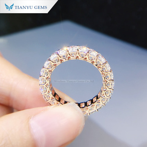 Nhẫn Kim Cương Moissanite Cắt Rạng Rỡ, Nhẫn Vĩnh Cửu Toàn Bộ Kim Cương, Vàng Hồng Tianyu - Product Image 2