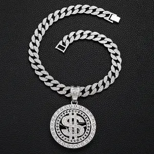 New Fashion Brand US Dollar Necklace Rotatable US Dollar Alloy Hip Hop Men's Personalized Pendant Men's Jewelry