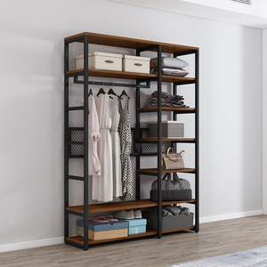 Walk In <b>Wardrobe</b> Floor Standing Clothes Rack With Drawers Double Layer Combination Open Shelf <b>Large</b> Capacity Clothing Organizer - Product Image 4