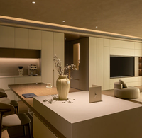 Armoires de cuisine modernes en MDF brillant CBMmart, stratifiées, style Shaker personnalisé, avec robinet, tiroir et panier de rangement