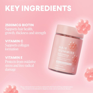 Fourniture d'usine Oem Biotine Multivitamines Soins des cheveux et des ongles Gommes Suppléments naturels à base de plantes Gommes pour cheveux pour femmes - Product Image 3