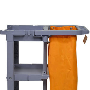 Chariot de nettoyage ménager commercial sur roues avec étagères et sac en vinyle Caddy de rangement mobile pratique - Product Image 3