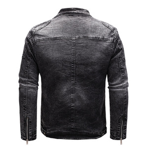 Giacca da motociclista all'ingrosso da uomo 2025 grigio scuro giacca da motociclista per uomo con cerniera anteriore giacca di alta qualità in denim - Product Image 6