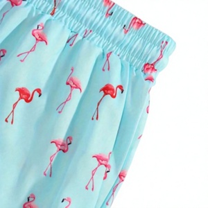 Shorts de Baño para Hombre con Estampado de Flamencos, Cintura Elástica, Casuales, de Verano, Color Azul Claro, Poliéster, Secado Rápido - Product Image 4