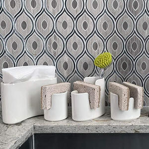 Outils de nettoyage de cuisine en <span class=keywords><strong>céramique</strong></span> blanche personnalisée <span class=keywords><strong>porte</strong></span>-<span class=keywords><strong>éponge</strong></span> <span class=keywords><strong>porte</strong></span>-brosse - Product Image 4