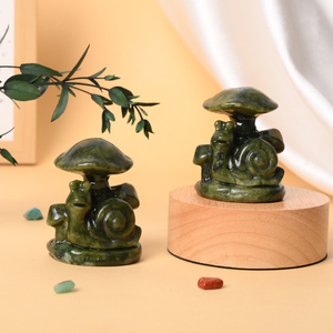 งานแกะสลักด้วยมือจากหยกธรรมชาติรูปเห็ดหอยทาก สำหรับตกแต่ง - Product Image 3