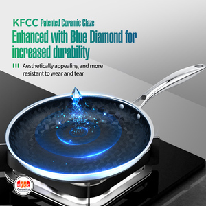 Wbkn Chất Lượng Cao Thép Không Gỉ Màu Xanh Kim Cương Gốm Men 3D Ft Mô Hình Tổ Ong Không Dính Chảo Chiên <span class=keywords><strong>Pan</strong></span> Bền Khí Cảm Ứng - Product Image 4