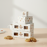 Fett dichte Donut Hotdog Dessert Torten schachtel, Marken-Logo zum Mitnehmen Lebensmittel verpackung Keks schachteln mit Papiertüte