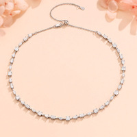 Argent 925 Original Total 11.45 Carat Brilliant Cut Diamond Test Passé Goutte D'eau Ovale Carré VVS1 Moissanite Collier pour Femmes
