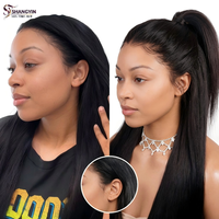 Perruque Kinky Straight en Gros, 100% Cheveux Humains Vierges, Dentelle HD, Aspect Naturel, Ligne de Cheveux Pré-Plumée pour Femmes Noires