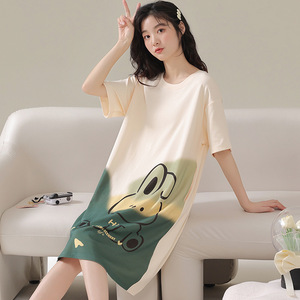 Venta caliente de verano directo de fábrica camisones finos de manga corta para mujer cómodos sueltos lindos patrones de dibujos animados pijamas de gran tamaño - Product Image 4