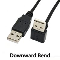 Câble de données USB mâle-mâle à angle droit, conducteur en cuivre, connecteur USB 2.0 droit, coudé à 90 degrés, transfert de données de type A