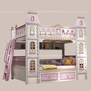 Nuovo letto a castello per bambini in legno massello in stile europeo con spazio contenitore, letto a forma di castello dei sogni personalizzato per <span class=keywords><strong>camerette</strong></span> <span class=keywords><strong>da</strong></span> bambina - Product Image 1
