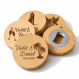 Ouvre-bouteille magnétique gravé sur mesure, ouvre-bouteille en bois de bambou, cadeau pour les demoiselles d'honneur, cadeaux de mariage pour les invités - Product Image 1