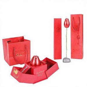 Valentine's Day Rose Bracelet Lifting Gift Box Bronzing Finish Embossing 2mm <b>Rectangular</b> Shape Customizable - Product Image 1