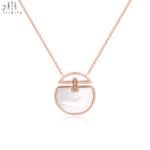 High Quality Wholesale Natural Mother-of-Pear Necklace Fine Jewelry Manufacturer Export 18K Solid Gold Natural Diamonds Necklace - Product Image 2